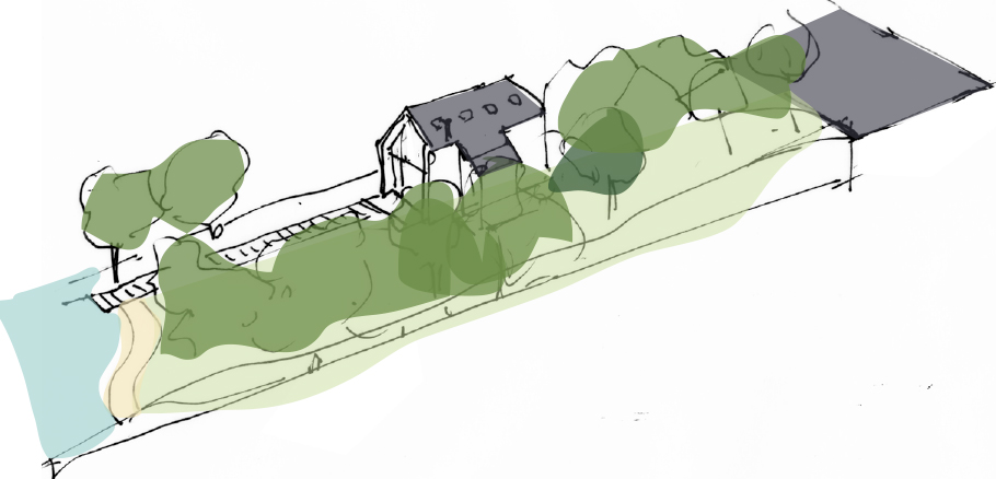 Sketch designfor boat house proposal on the baks of Loch Bardowie