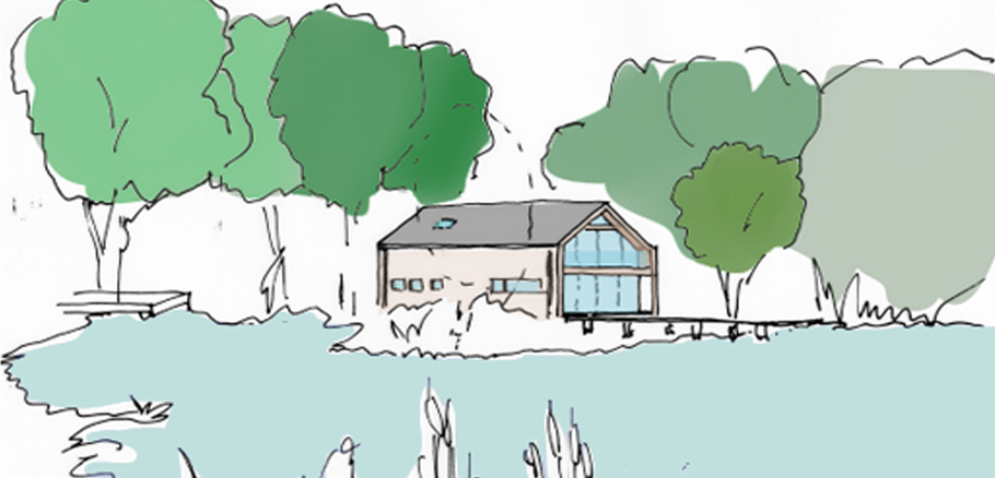 Design for boathouse, on the outskirts of Glasgow, Central Scotland