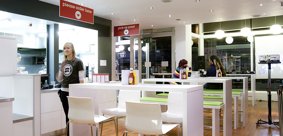 Interior of Wannagurger, restaurant design in Edinburgh.